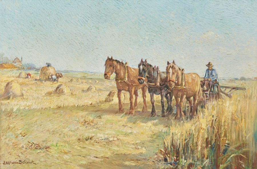 Artwork by J. W. van Schack, Skördetid, Made of Oil on canvas