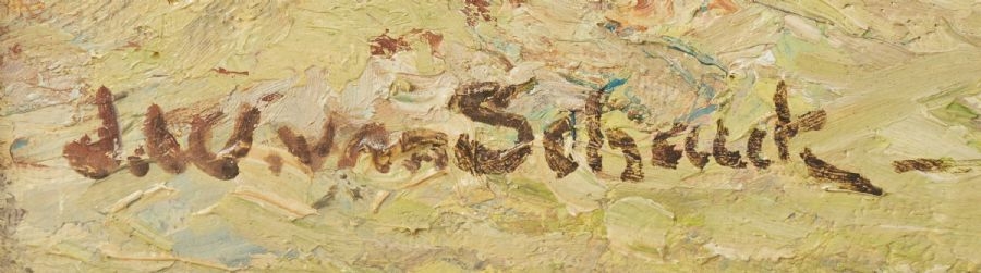 Artwork by J. W. van Schack, Skördetid, Made of Oil on canvas