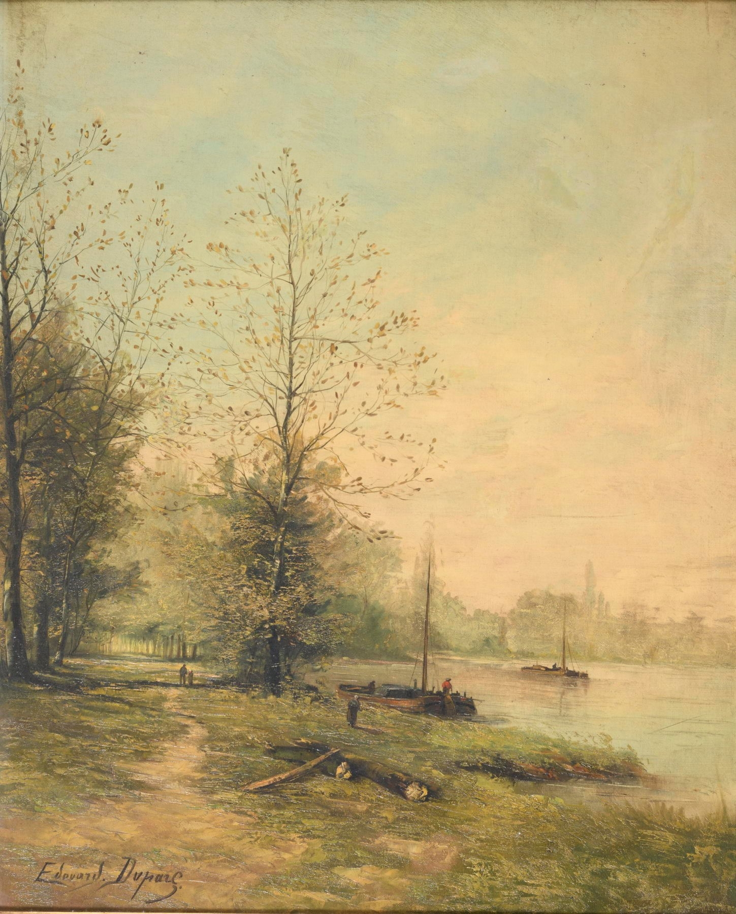 Artwork by Edouard Duparc, PAESAGGIO FLUVIALE, Made of Oil on canvas