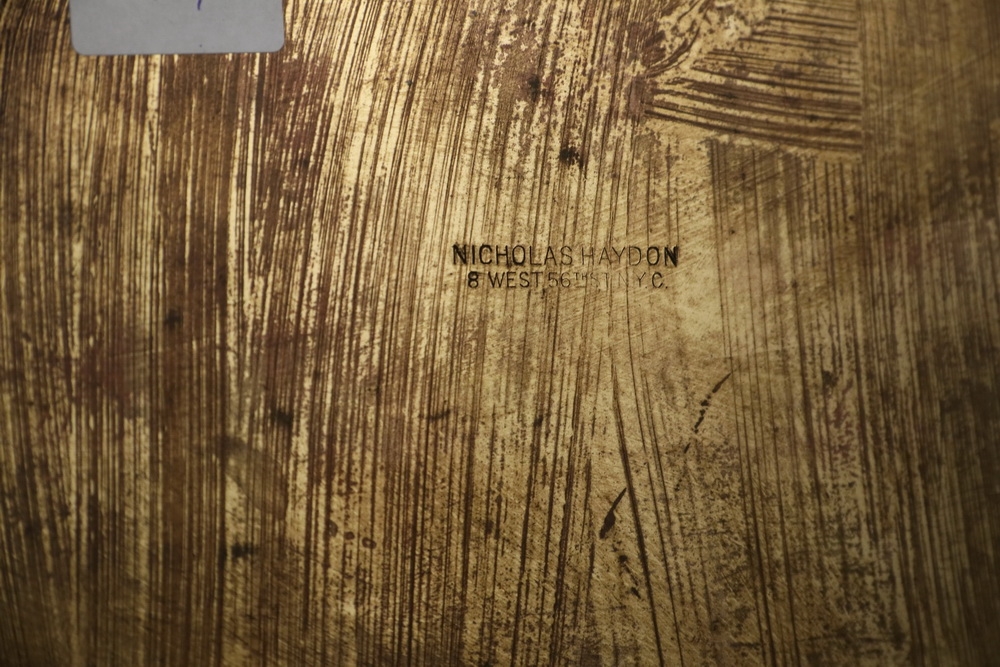 Artwork by Nicholas Haydon, Early 20th c. Nicholas Haydon Ormolu Mounted Green Jade Lidded Box with carved agate rooster form finial, Made of Ormolu Mounted Green Jade