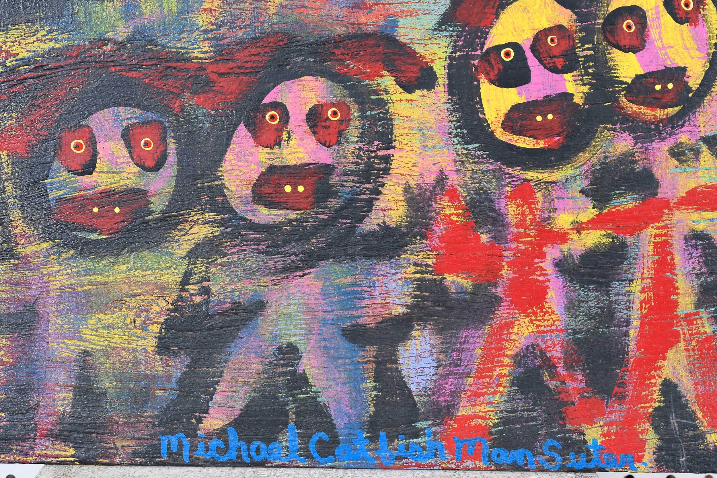 Artwork by Michael Suter, Man super, Made of oil on board