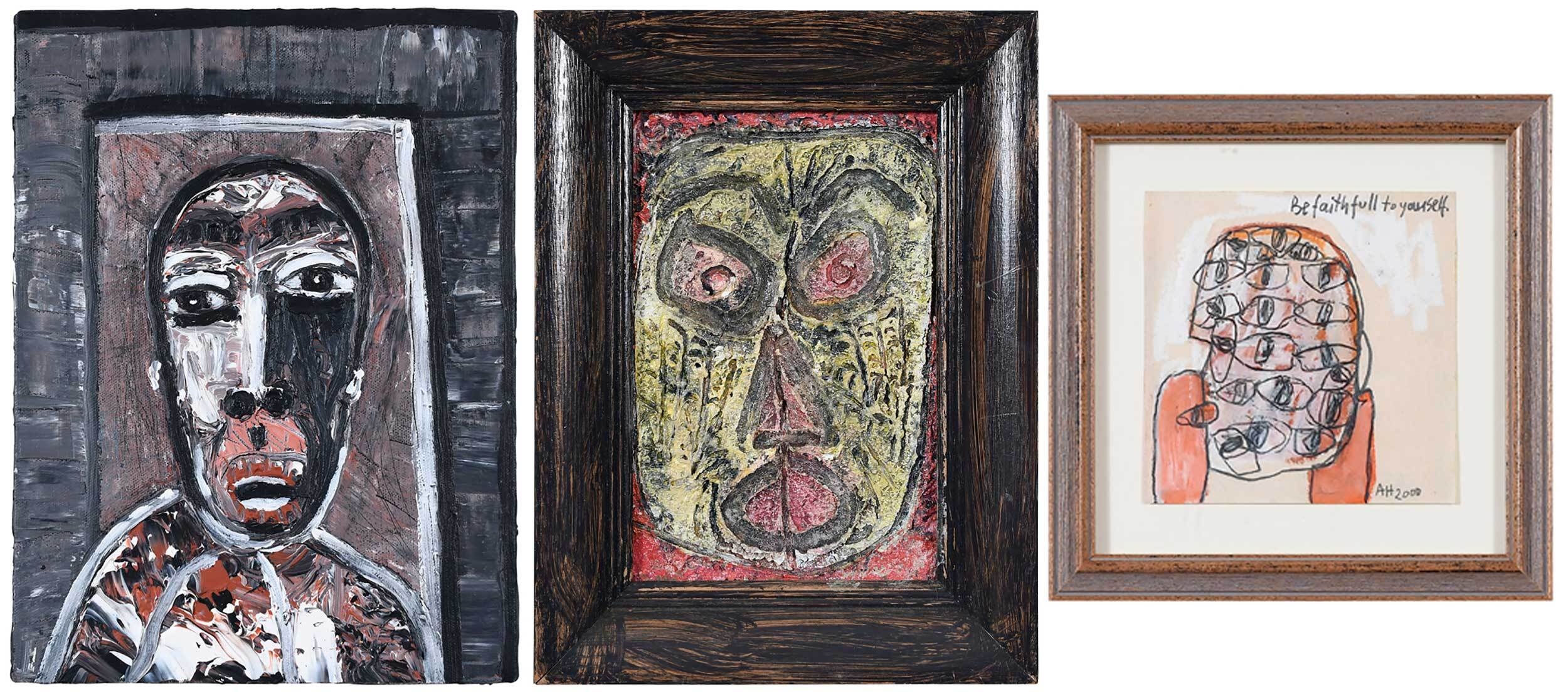 Artwork by Alexandra Huber, Three Abstract Portraits, Made of pastel on paper