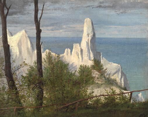 View of Sommerspiret at the Cliffs of Møn by Jørgen Roed, Inscribed 1830