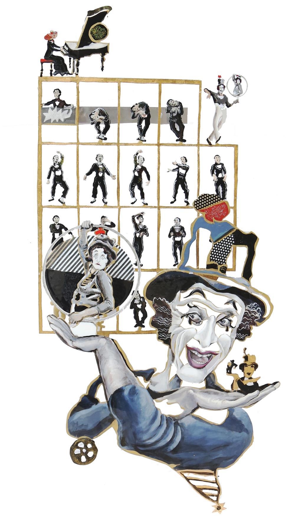 Artwork by Naftali Touvia Besanson, Mime Marceau, Made of mixed media