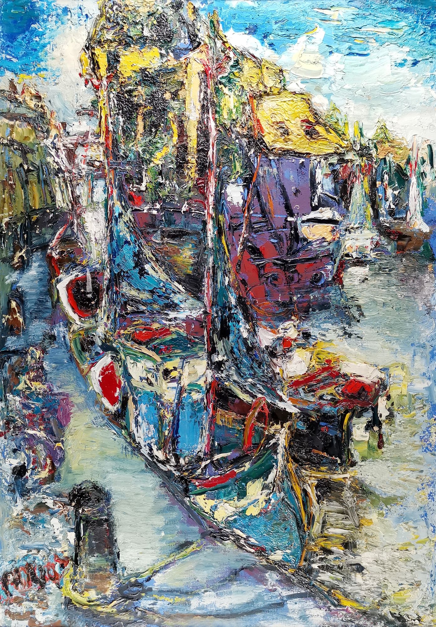 Artwork by Pierrette Paillot, Bassin d'Honfleur, Made of Oil on canvas