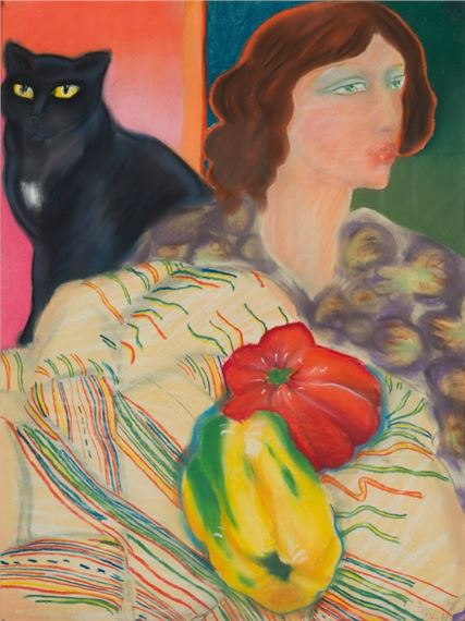 Femme au chat by Marianne Dock, 1977