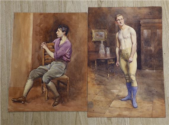 Portraits of young men by Ernest Thesiger, dated 1910