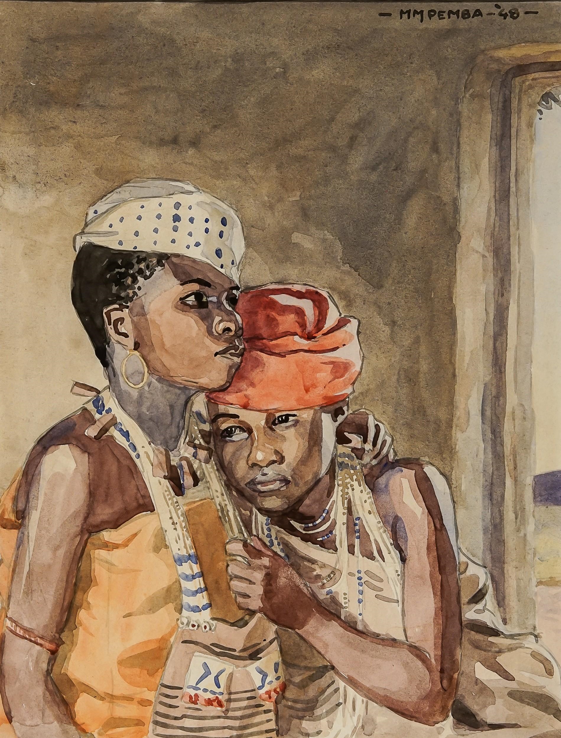 George Pemba | Two Xhosa Figures Embracing (1948) | MutualArt