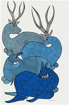 Deer Herd (Gond Art) - Suresh Kumar Dhurve