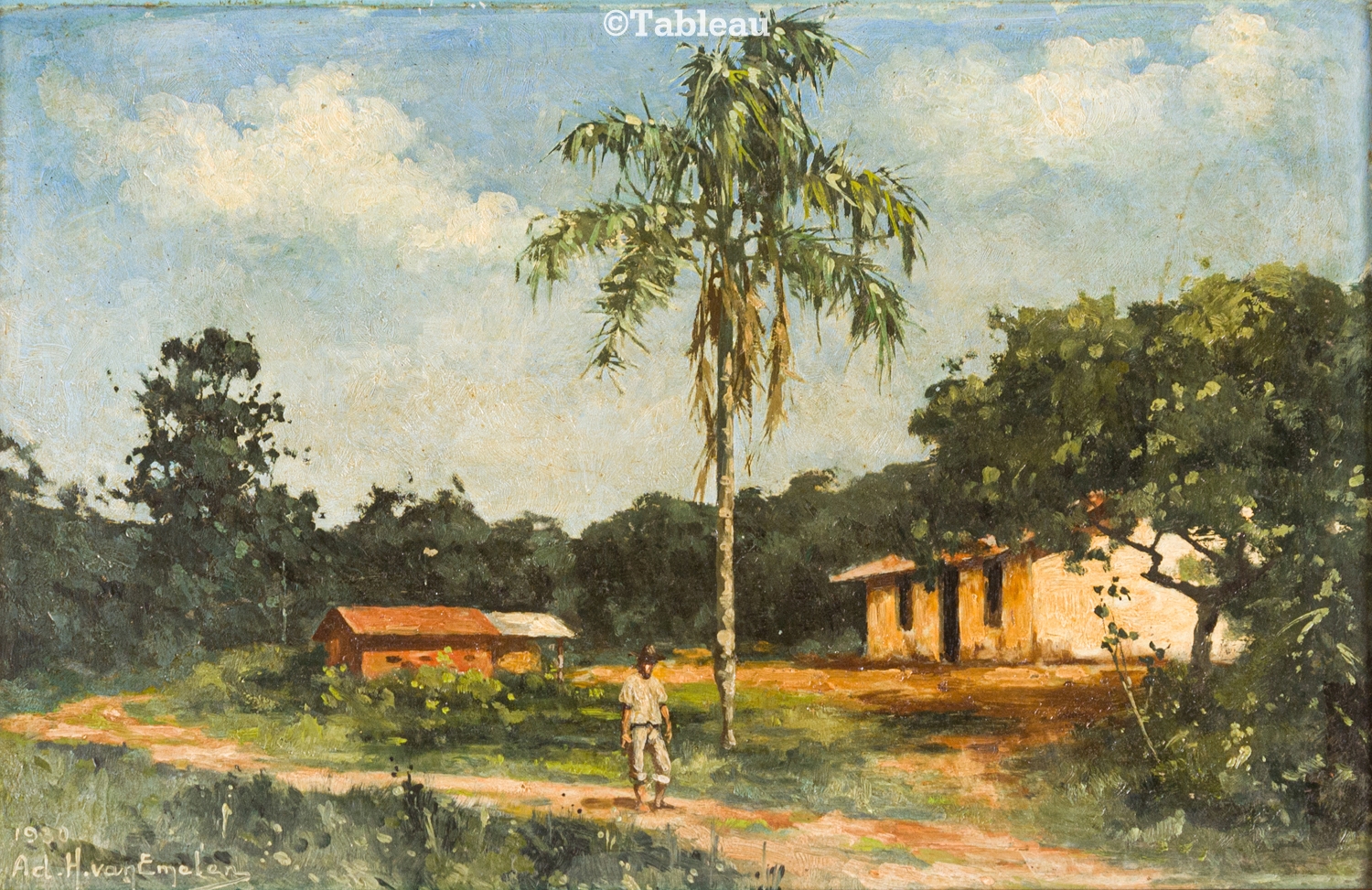 Artwork by Adrian Henry van Emelen, Paisagem, Made of oil on metal