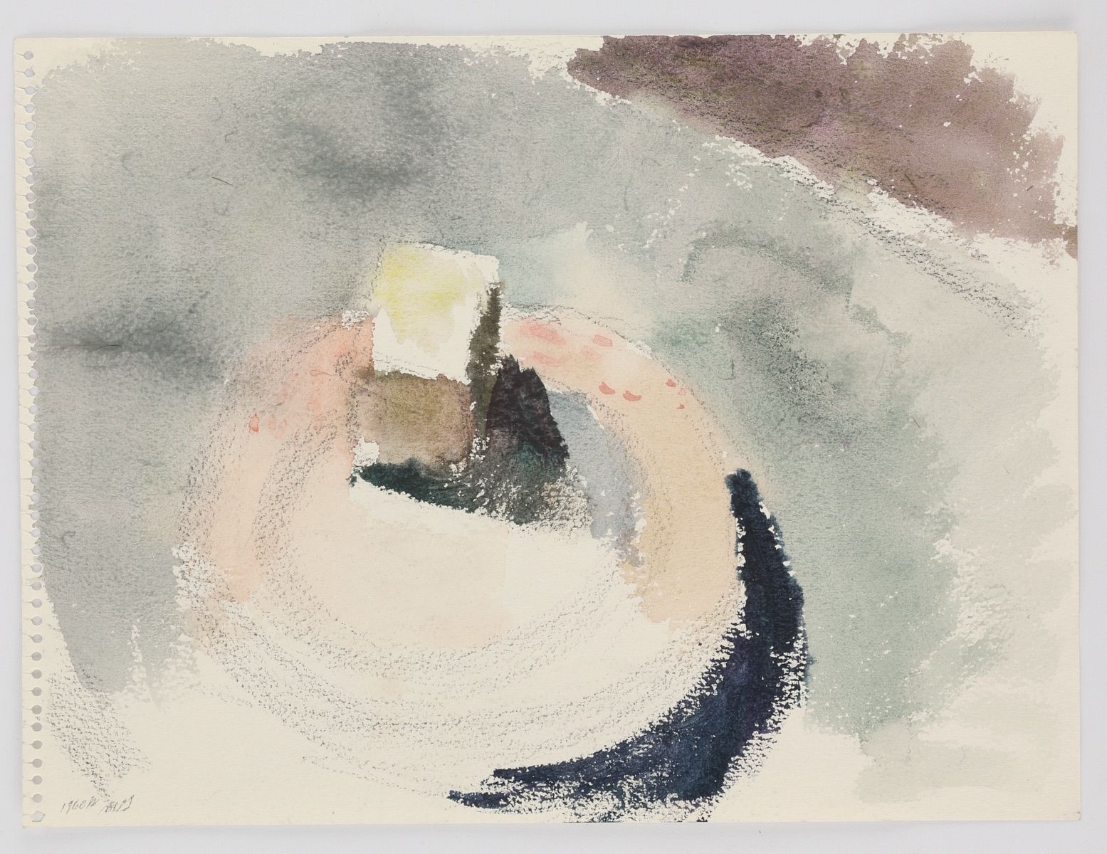 Artwork by Mae Lucille Gruber, A block of butter on a plate, Made of Watercolor on paper