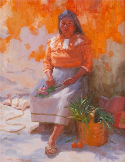 Oaxaca Woman With Pig by Ned Mueller