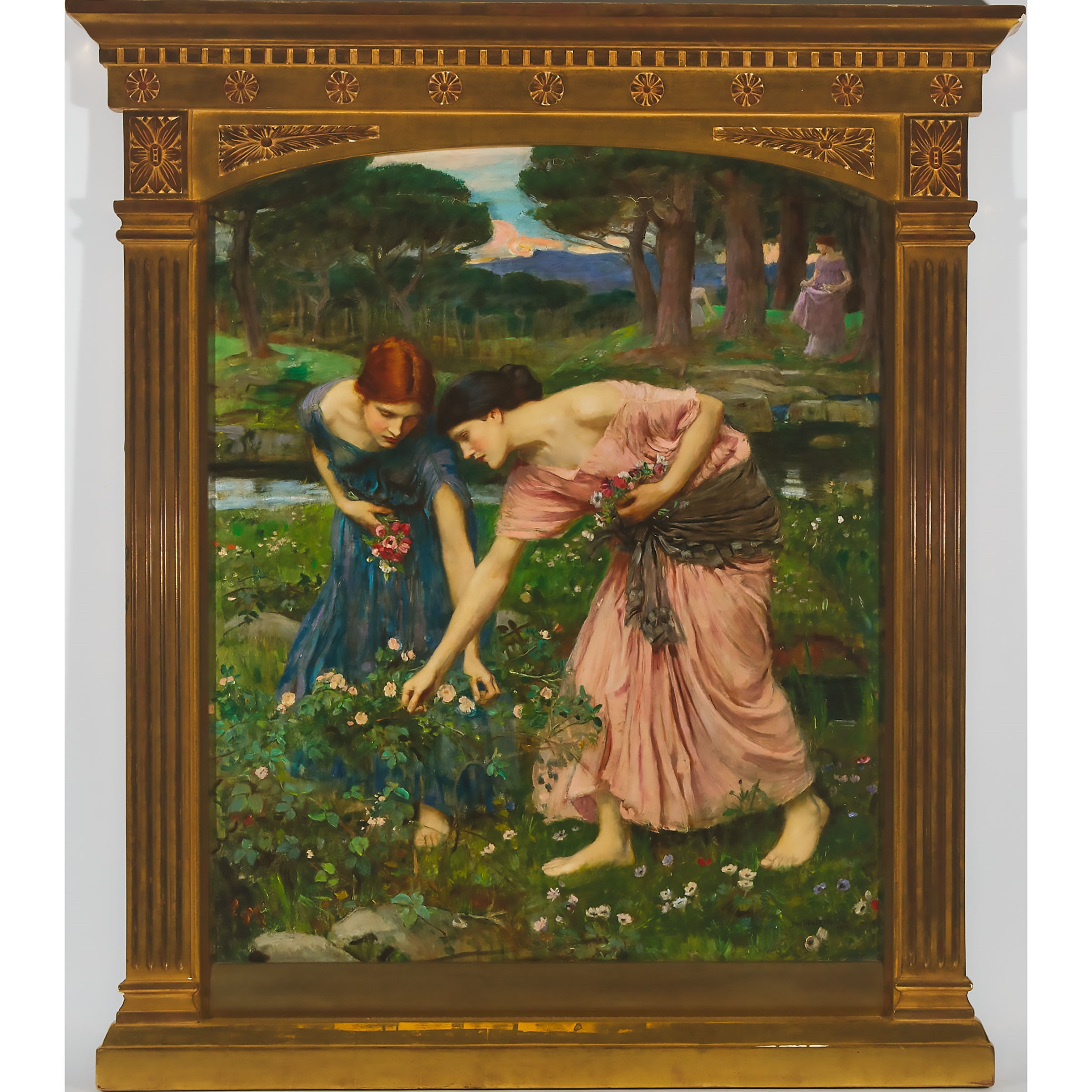 Artwork by John William Waterhouse, GATHER YE ROSEBUDS WHILE YE MAY, Made of Oil on canvas