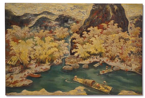 Les rapides de cho-bo sur la rivière noire by Le Thy, circa 1950