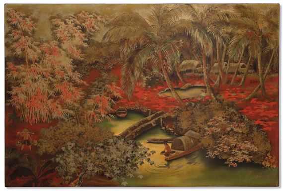 Coin du village de Bentre, Cochinchine by Le Thy, circa 1950