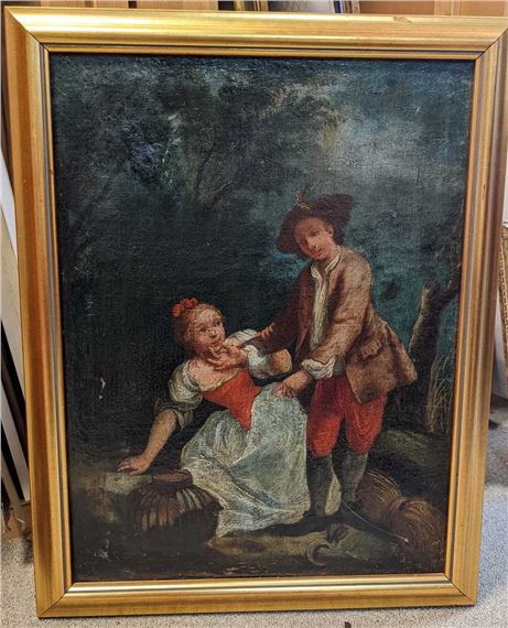 Two figures courting in a woodland by Jean-Antoine Watteau, 1786