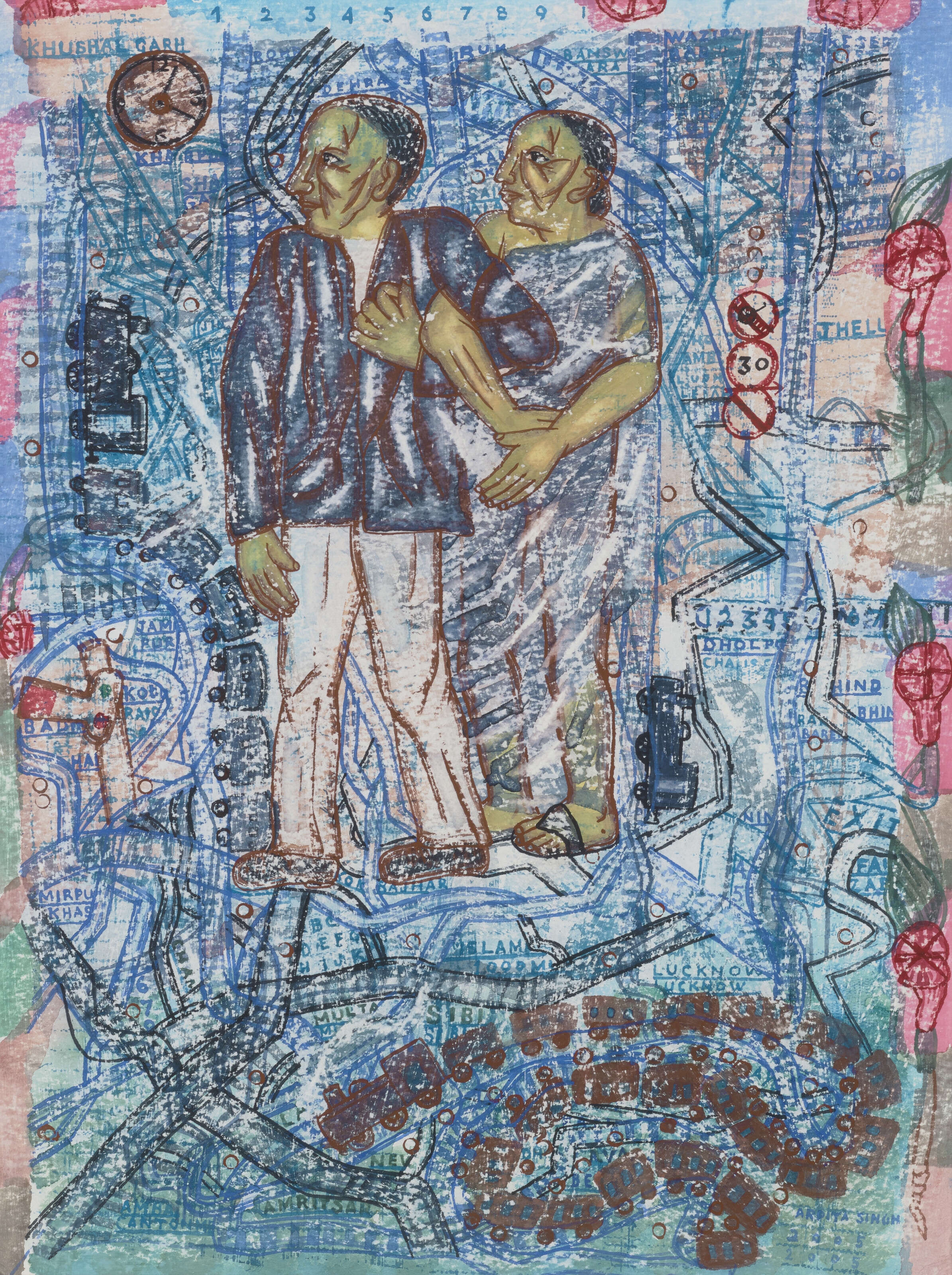 Artwork by Arpita Singh, Untitled (Railway Station), Made of watercolor on paper