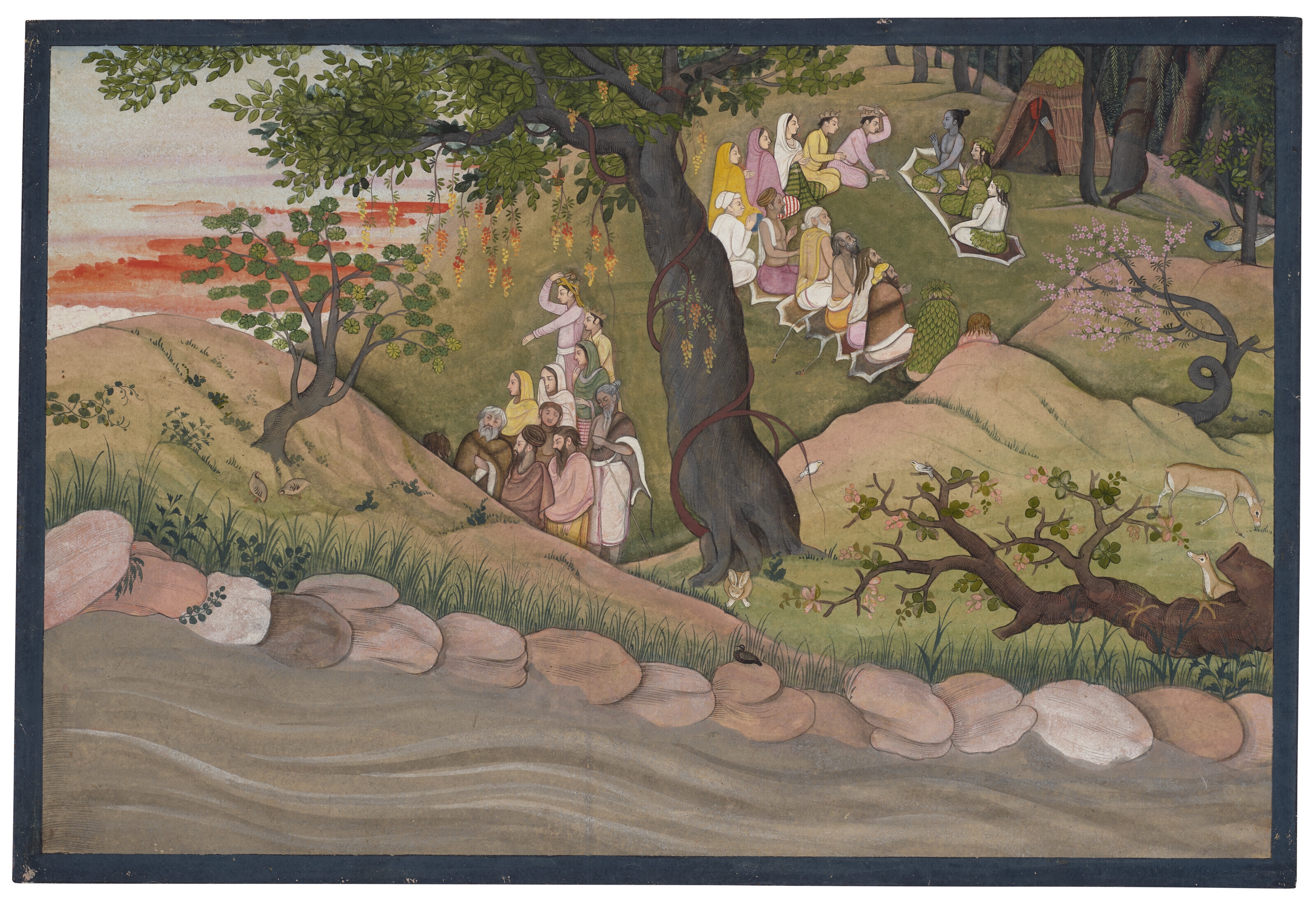 Artwork by Indian School, 18th Century, A PAINTING FROM THE 'BHARANY' RAMAYANA : RAMA, SITA AND LAKSHMANA AT PANCHAVATI, Made of PAINTING