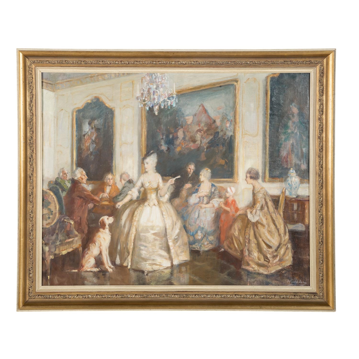 Artwork by Walter Geffcken, Courtly Rococo Society, Made of oil/ canvas