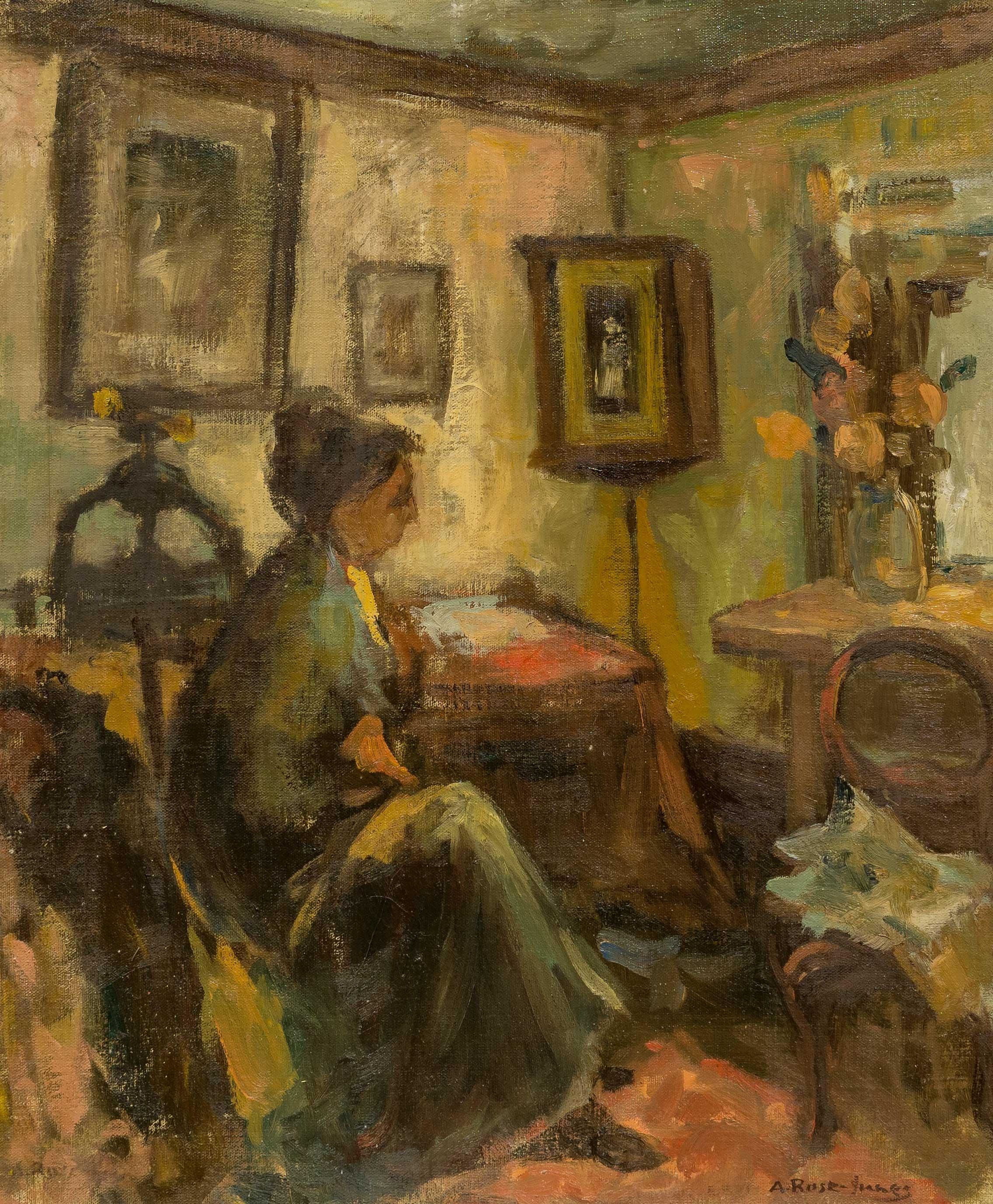 Alexander Rose-Innes | Interior Scene with Seated Figure (1915) | MutualArt