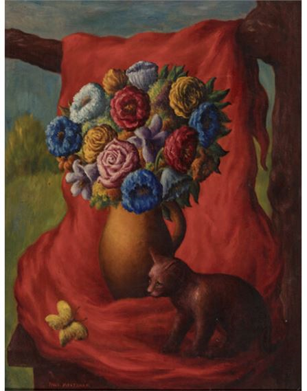 Still Life with Cat and Butterfly by Paul Raphael Meltsner