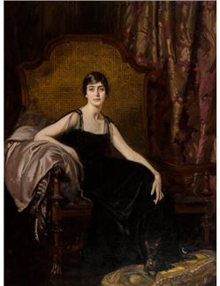 Portrait of an elegant lady and her dog - Isaac Michael Cohen