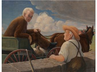 絵画 farmer paintings Jens Frederick Larson | Two Farmers (1942) | MutualArt