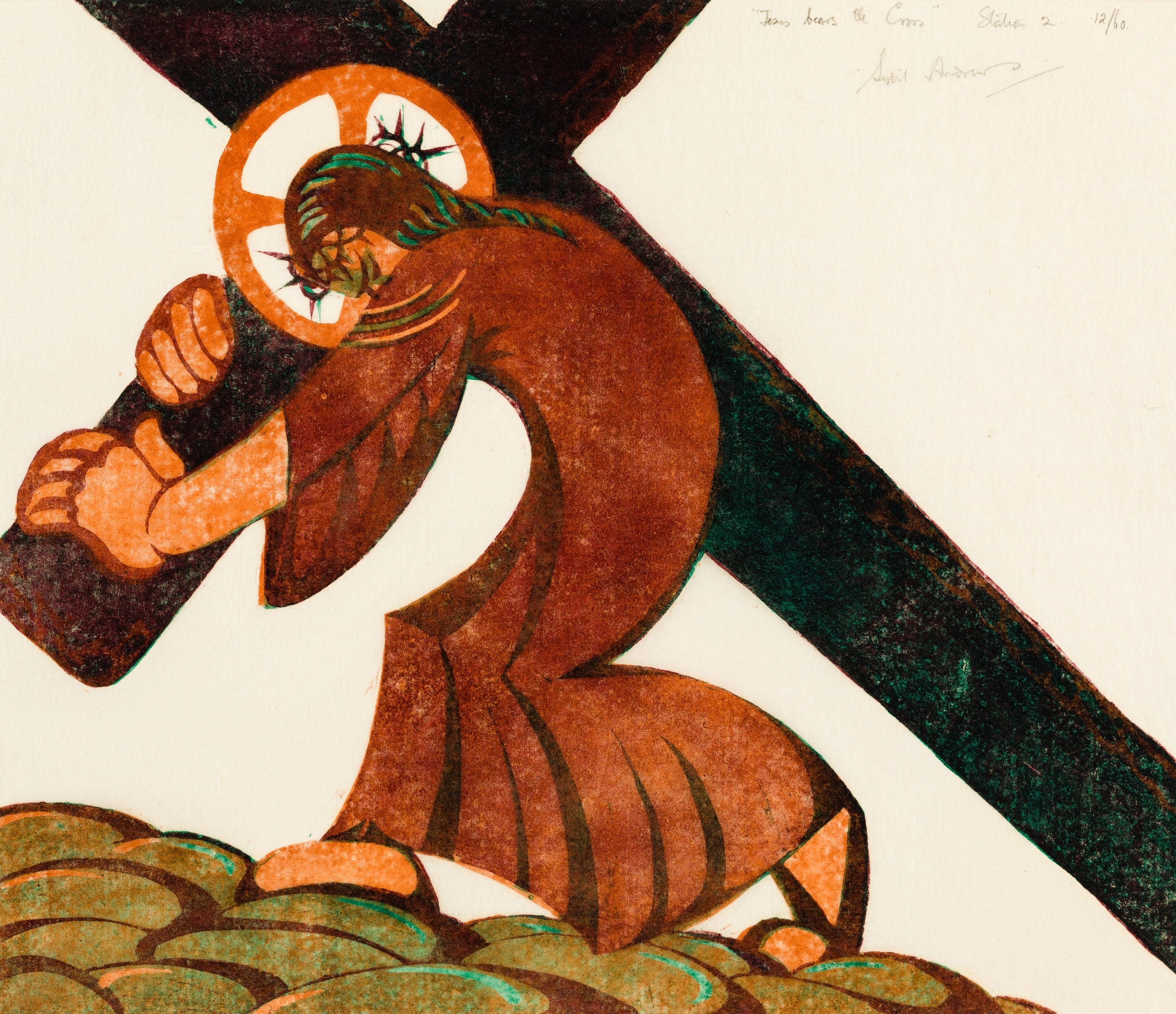 Sybil Andrews | Jesus bears the Cross (Station II) (1946) | MutualArt
