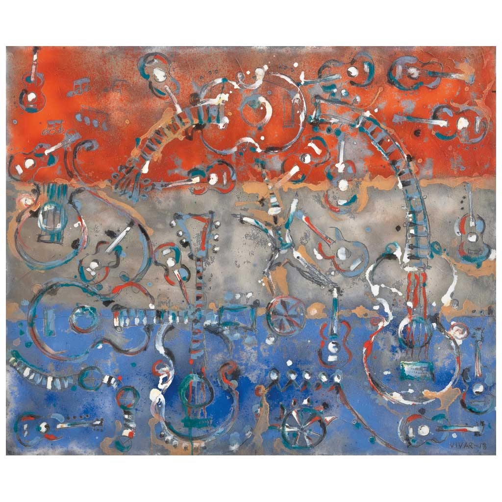 Artwork by Carlos Vivar, The guitar joy, Made of Oil on canvas