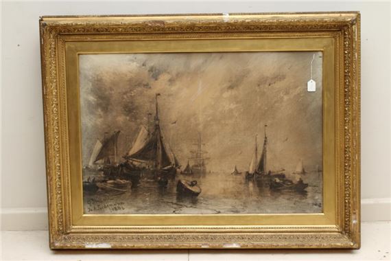 Becalmed Shipping by George Sheffield, 1886