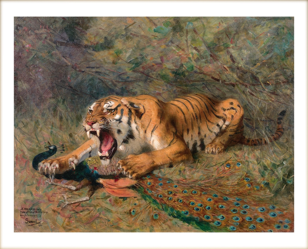 Gustave Surand | Le tigre et le paon (1934) | MutualArt