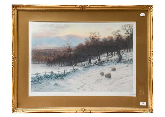 Sheep in a snow bound landscape by Joseph Farquharson
