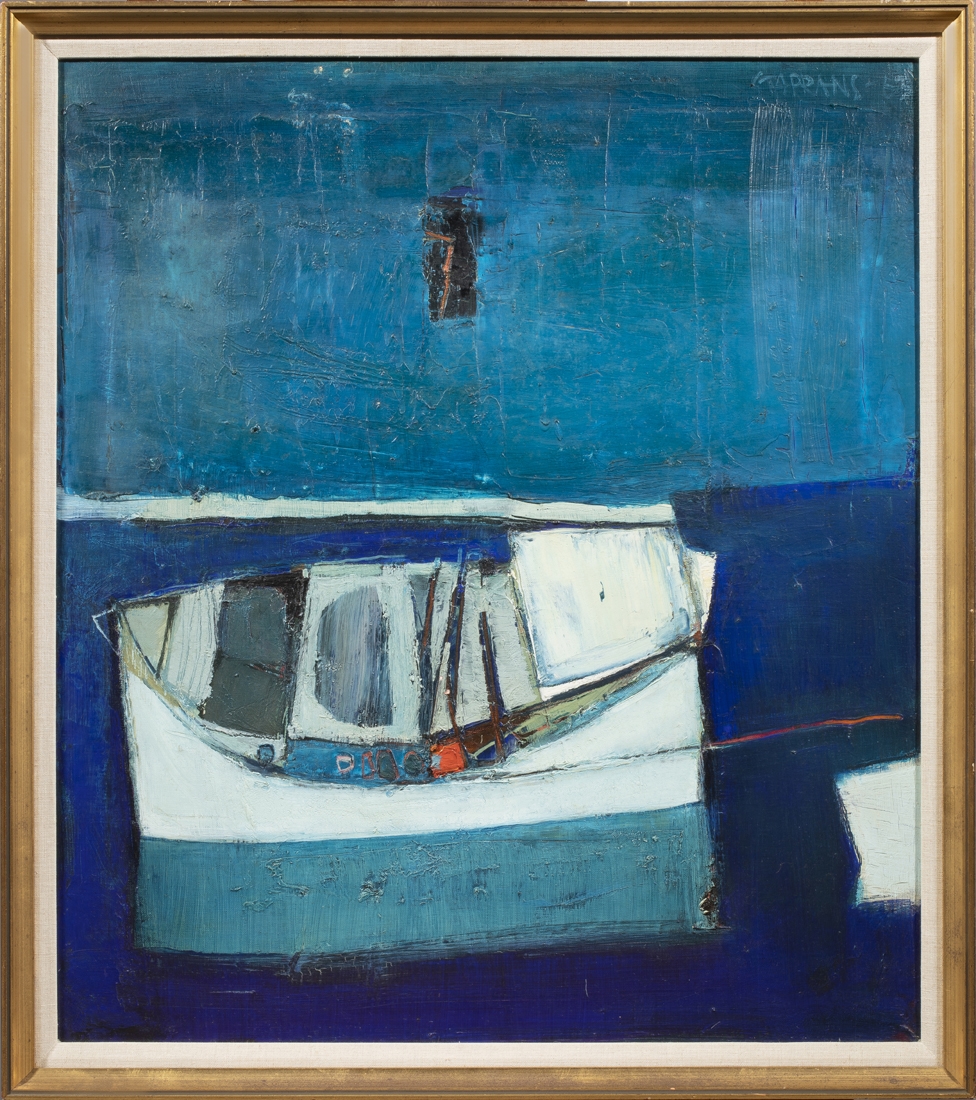 Artwork by Raimonds Staprans, Boats in Blue Water, Made of oil on canvas