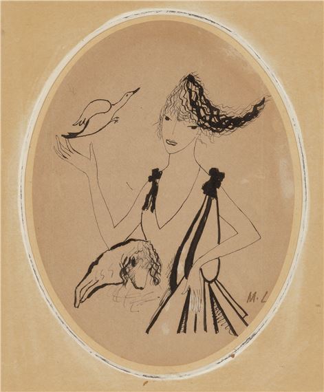 Marie Laurencin | Young Woman with Bird and Her Dog (Circa 1917