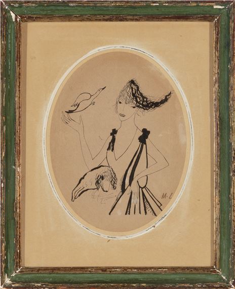 Marie Laurencin | Young Woman with Bird and Her Dog (Circa 1917