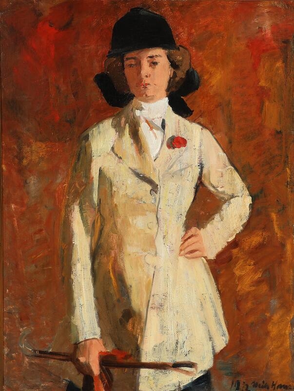 Portrait of Baroness Ada Juel-Brockdorff (1877–1974) in riding suit by Niels Hansen, 1912