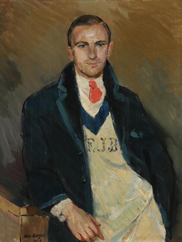 Portrait of Baron Carl Frederik Iuel-Brockdorff (1905–1989) in Full Blue(rowing suit) by Niels Hansen, 1929