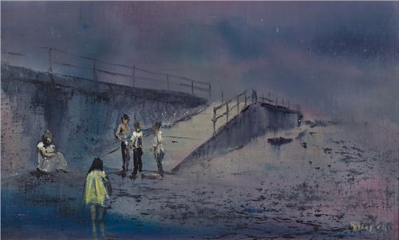 Beach Scene (Nocturne). by Robert R. Bliss, 1956