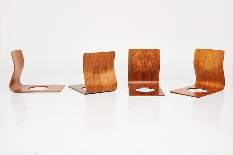 Artwork by Kenji Fujimori, Tomomi Fukuda, Set of four 'Zaisu' floor seats,, Made of wood