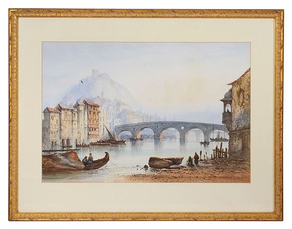 Italian Town River Scene by Edwin St. John