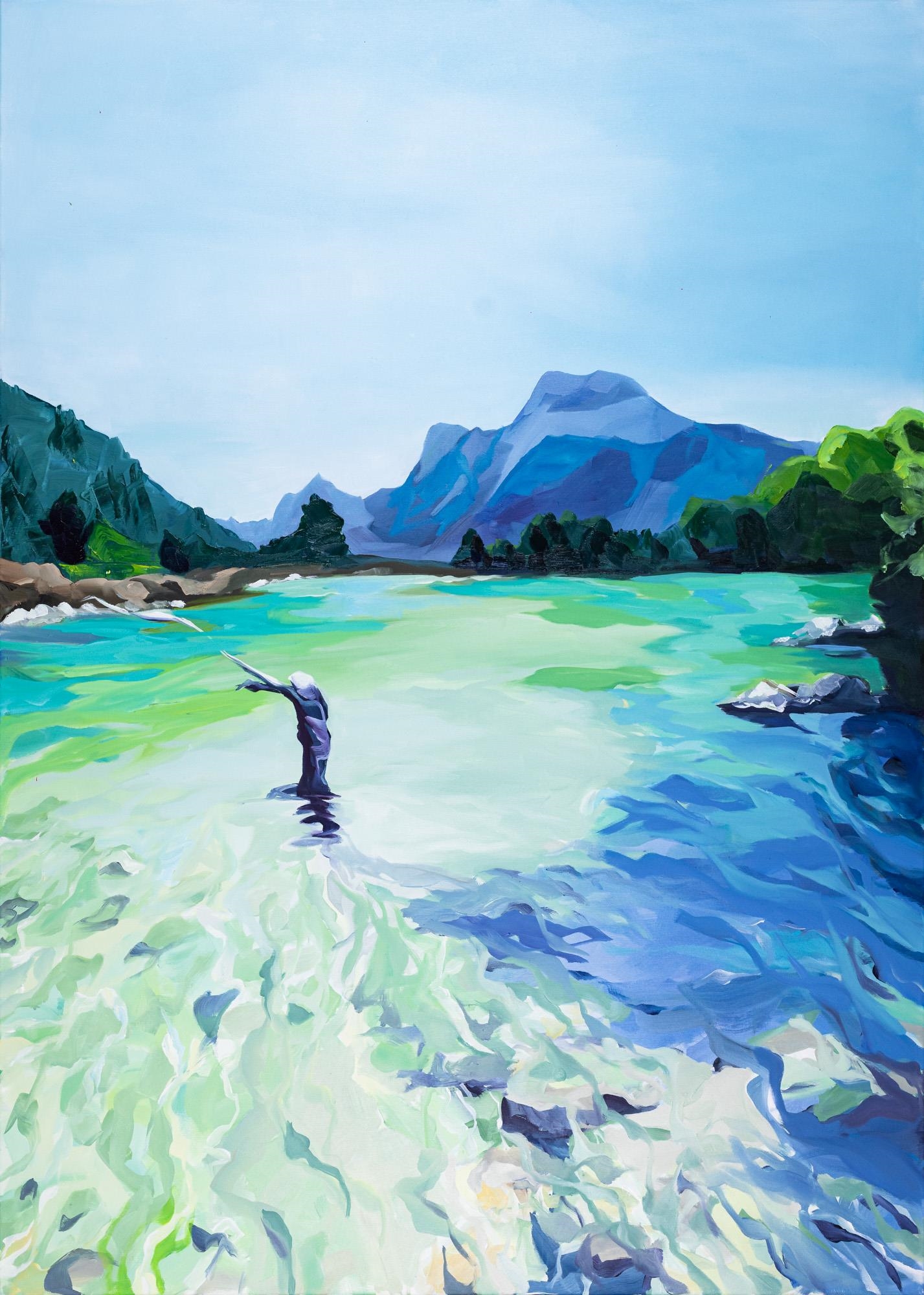 Artwork by Schweiger Birgit, "fishing for", Made of Oil on canvas