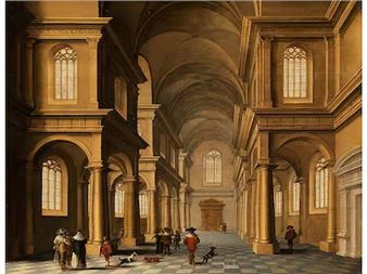 Großes Kircheninterieur mit Figurenstaffage - Jan van der Vucht
