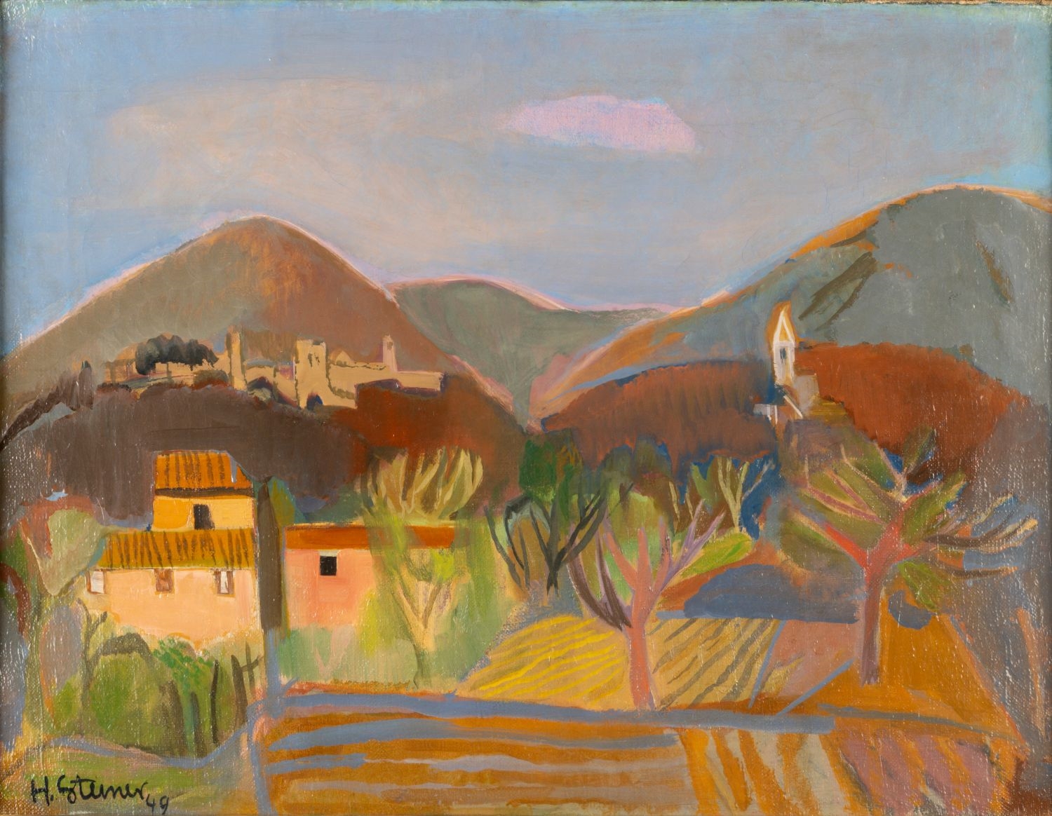 Landschaft An Der Elbe 6 Buchstaben Heinrich Steiner | Landschaft an der ligurischen Küste (1949) | MutualArt