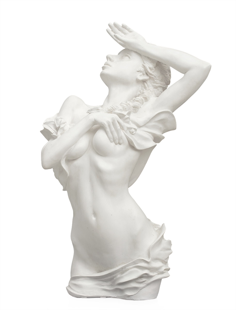 Artwork by Sławomir Zięba, DZIEWCZYNA Z WARKOCZEM, Made of patinated plaster