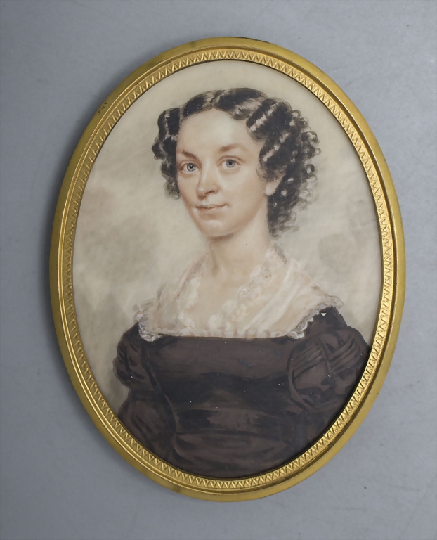 French School, 19th Century  MINIATURE PORTRAIT of a busty woman