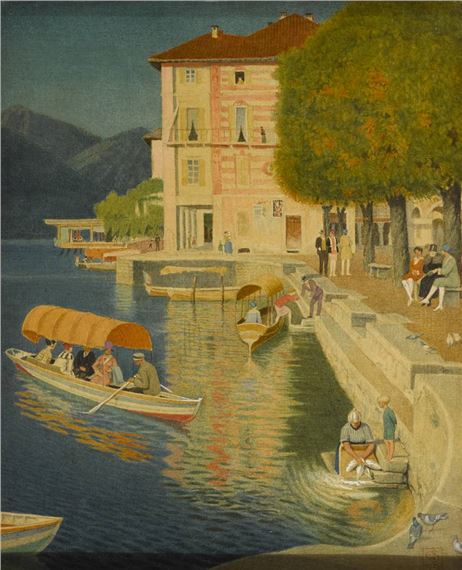 THE QUAY, ORTA, 1929 by Joseph Edward Southall, 1929