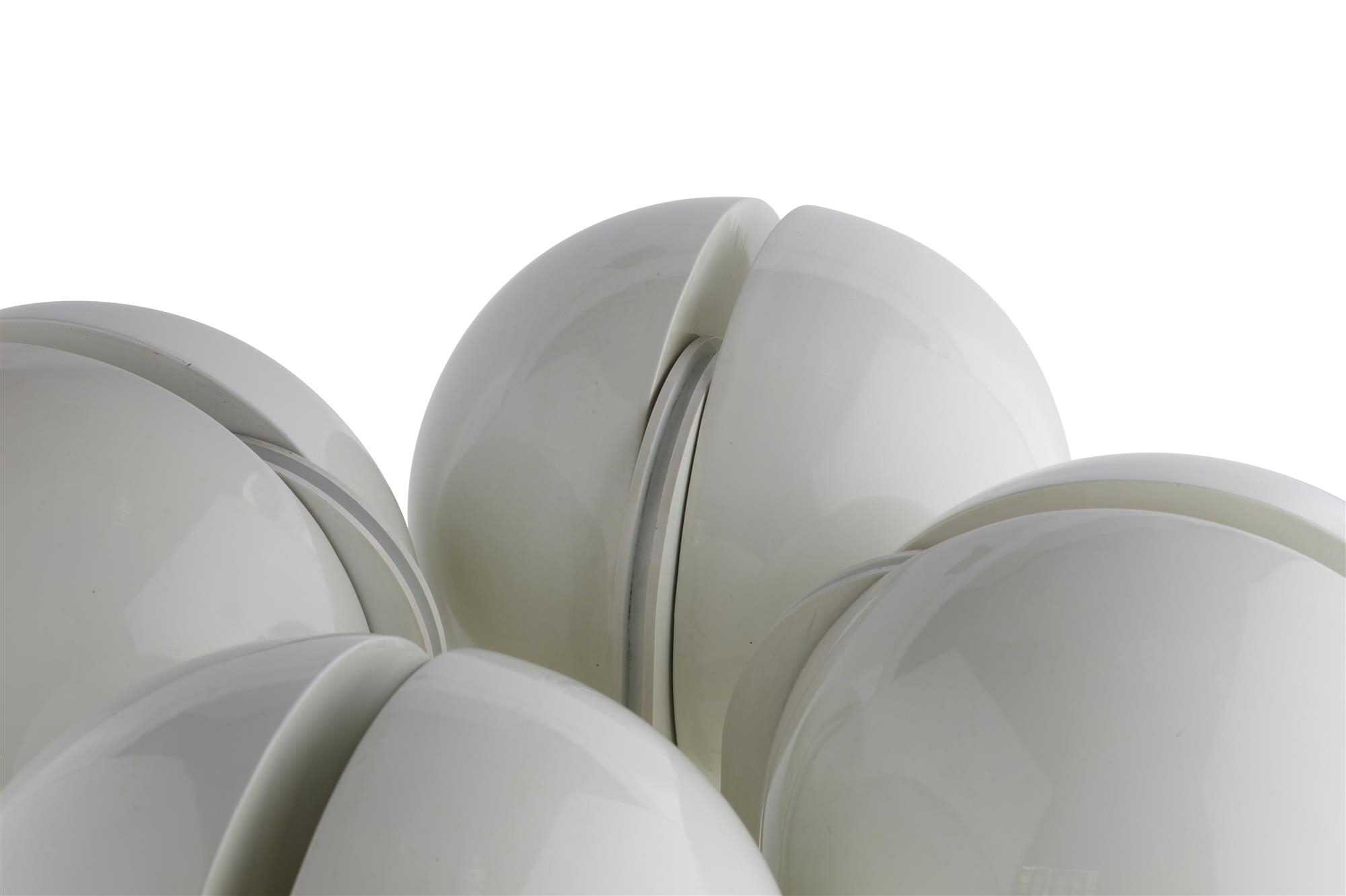 Artwork by Gae Aulenti, RUSPA QUATTRO TABLE LAMP, Made of white lacquered metal and aluminium