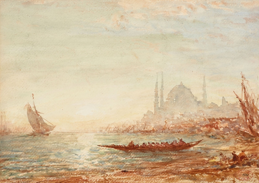 Artwork by Félix Ziem, Vue du Bosphore, Made of Watercolor on pencil line
