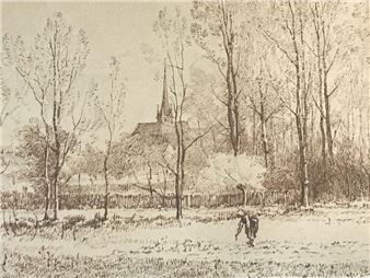 Brown ink drawing on paper - G. De Saint-Maurice