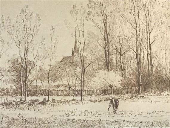 Brown ink drawing on paper - G. De Saint-Maurice